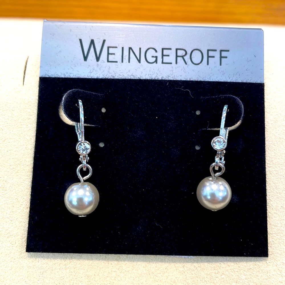 Pearl and CZ Pendant Earrings BRAND NEW